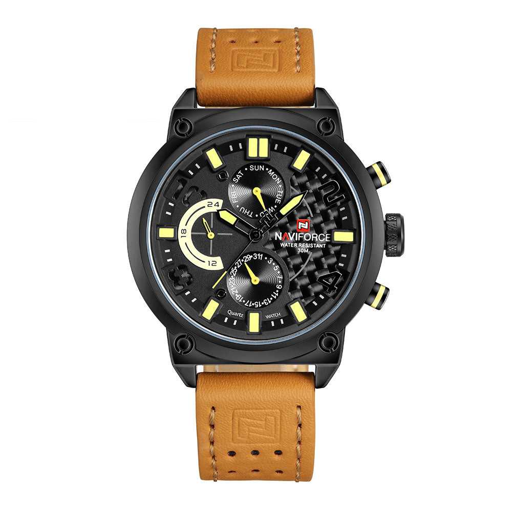 NAVIFORCE NF9068L B/Y/BN MEN'S CHRONOGRAPH WATCH - H2 Hub Watches