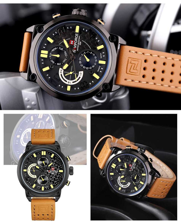 NAVIFORCE NF9068L B/Y/BN MEN'S CHRONOGRAPH WATCH - H2 Hub Watches