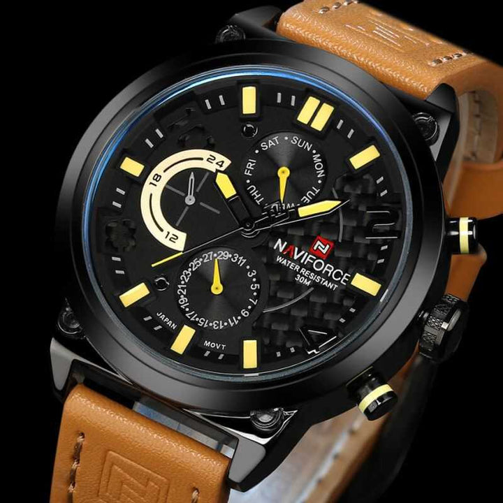 NAVIFORCE NF9068L B/Y/BN MEN'S CHRONOGRAPH WATCH - H2 Hub Watches