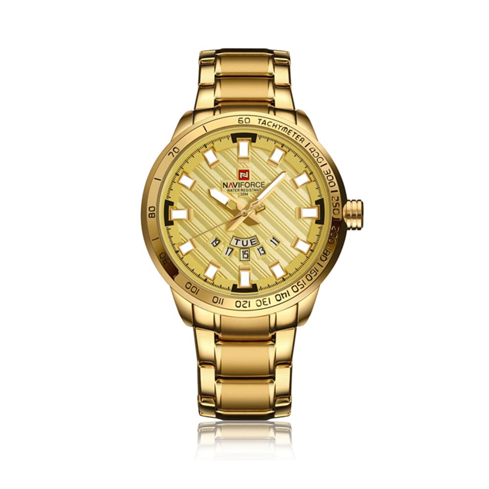 NAVIFORCE ANALOG NF9090 G/G STAINLESS STEEL QUARTZ MEN'S WATCH - H2 Hub Watches