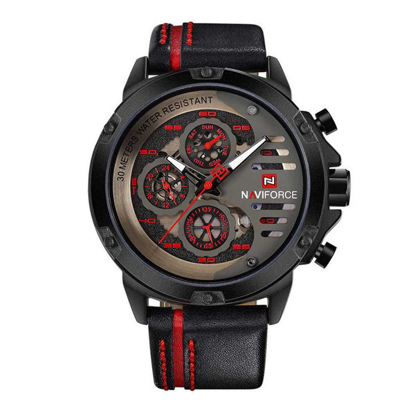 NAVIFORCE NF9110 B/R/B MEN'S CHRONOGRAPH WATCH - H2 Hub Watches