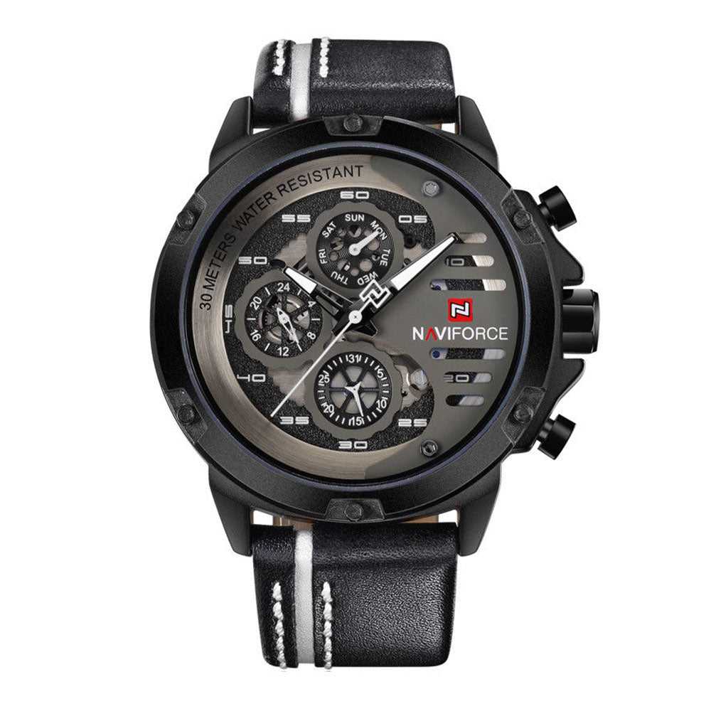 NAVIFORCE NF9110 B/W/B MEN'S CHRONOGRAPH WATCH - H2 Hub Watches
