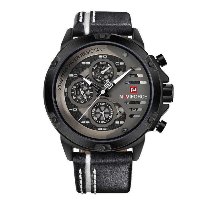 NAVIFORCE NF9110 B/W/B MEN'S CHRONOGRAPH WATCH - H2 Hub Watches
