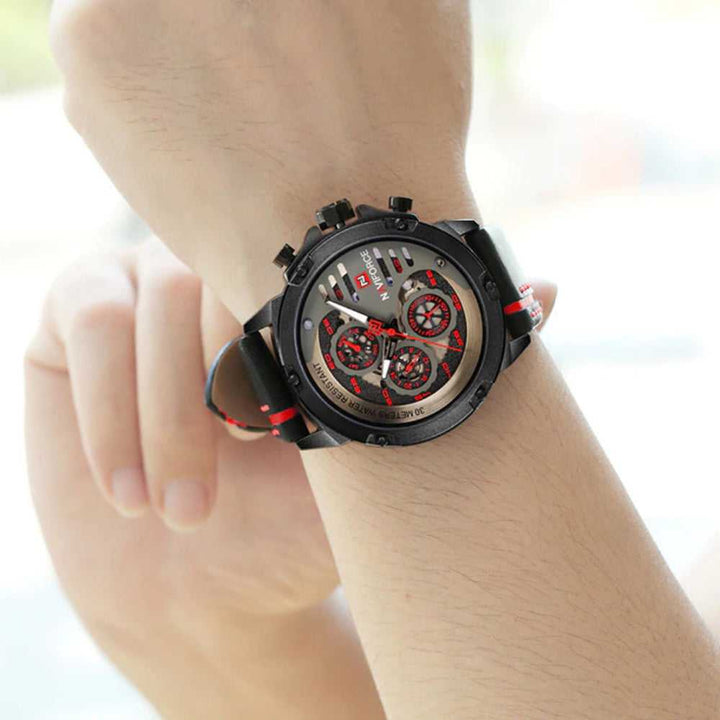 NAVIFORCE NF9110 B/R/B MEN'S CHRONOGRAPH WATCH - H2 Hub Watches