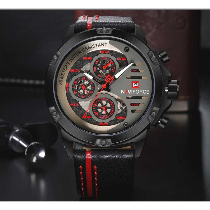 NAVIFORCE NF9110 B/R/B MEN'S CHRONOGRAPH WATCH - H2 Hub Watches