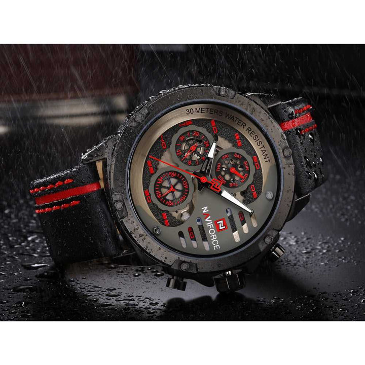 NAVIFORCE NF9110 B/R/B MEN'S CHRONOGRAPH WATCH - H2 Hub Watches