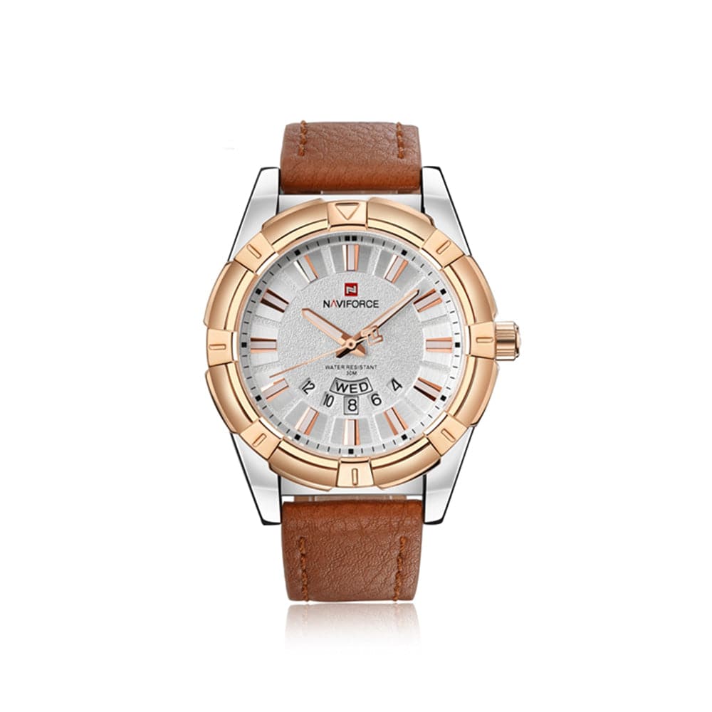 NAVIFORCE ANALOG NF9118 S/RG/BN STAINLESS STEEL QUARTZ MEN'S WATCH - H2 Hub Watches