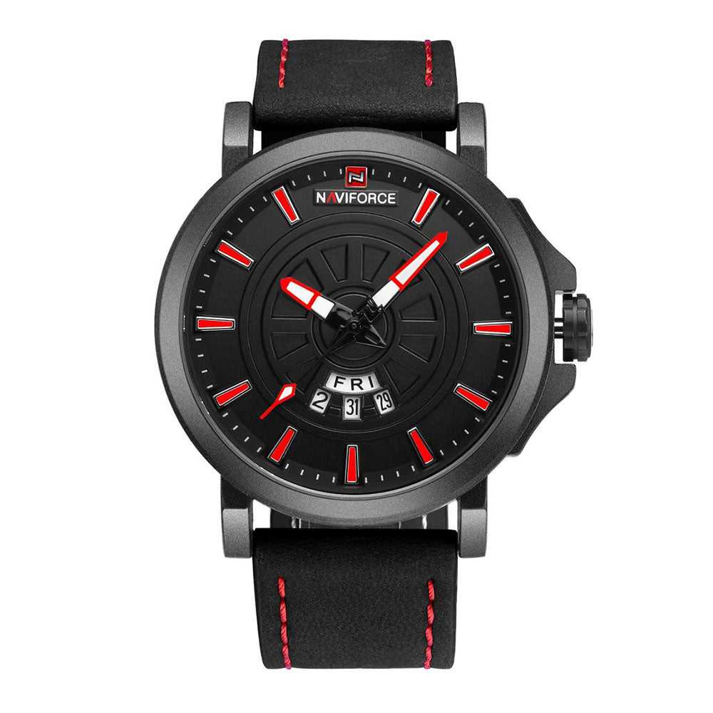 NAVIFORCE NF9125 B/R/B MEN'S ANALOG WATCH - H2 Hub Watches