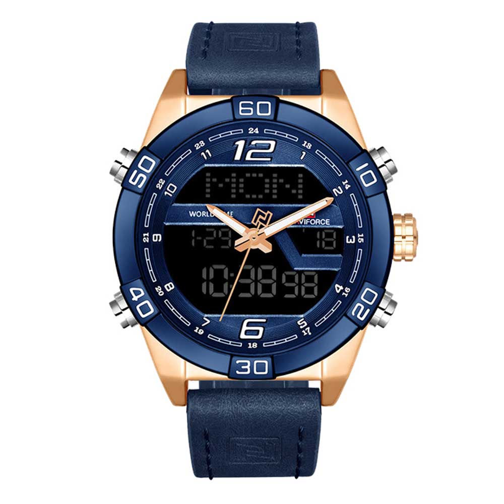 NAVIFORCE NF9128 RG/BE/BE MEN'S ANALOG/DIGITAL WATCH - H2 Hub Watches