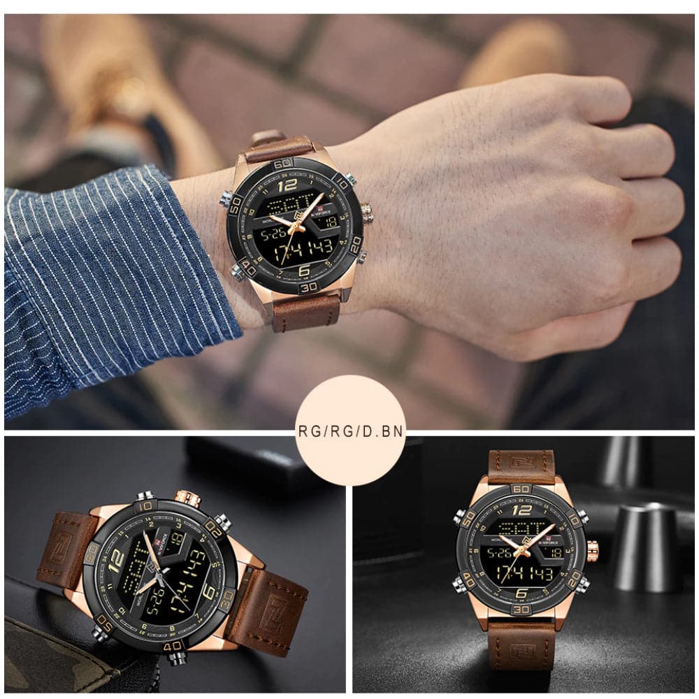 NAVIFORCE NF9128 RG/RG/D.BN MEN'S ANALOG/DIGITAL WATCH - H2 Hub Watches