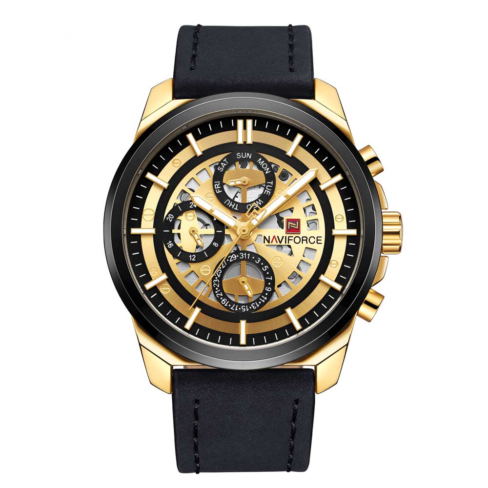 NAVIFORCE ANALOG NF9129 G/B/B QUARTZ MEN'S WATCH - H2 Hub Watches
