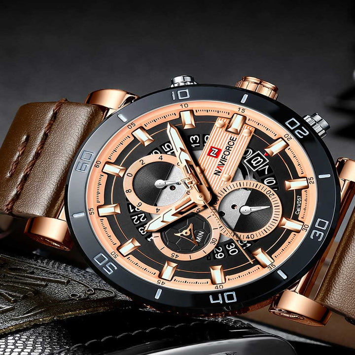 NAVIFORCE CHRONOGRAPH NF9131 RG/RG/D.BN MEN'S WATCH - H2 Hub Watches