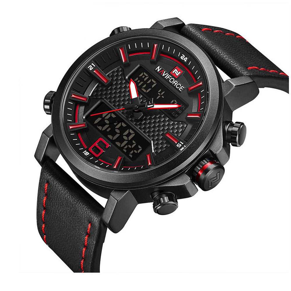 NAVIFORCE NF9135 B/R/B MEN'S DIGITAL CASUAL WATCH - H2 Hub Watches