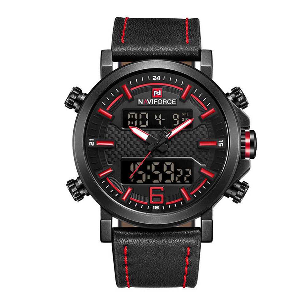 NAVIFORCE NF9135 B/R/B MEN'S DIGITAL CASUAL WATCH - H2 Hub Watches