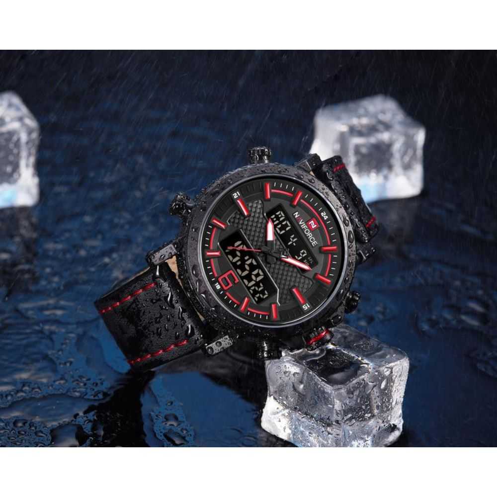 NAVIFORCE NF9135 B/R/B MEN'S DIGITAL CASUAL WATCH - H2 Hub Watches