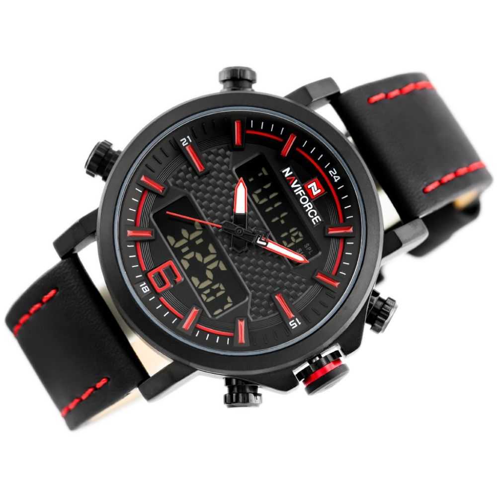 NAVIFORCE NF9135 B/R/B MEN'S DIGITAL CASUAL WATCH - H2 Hub Watches
