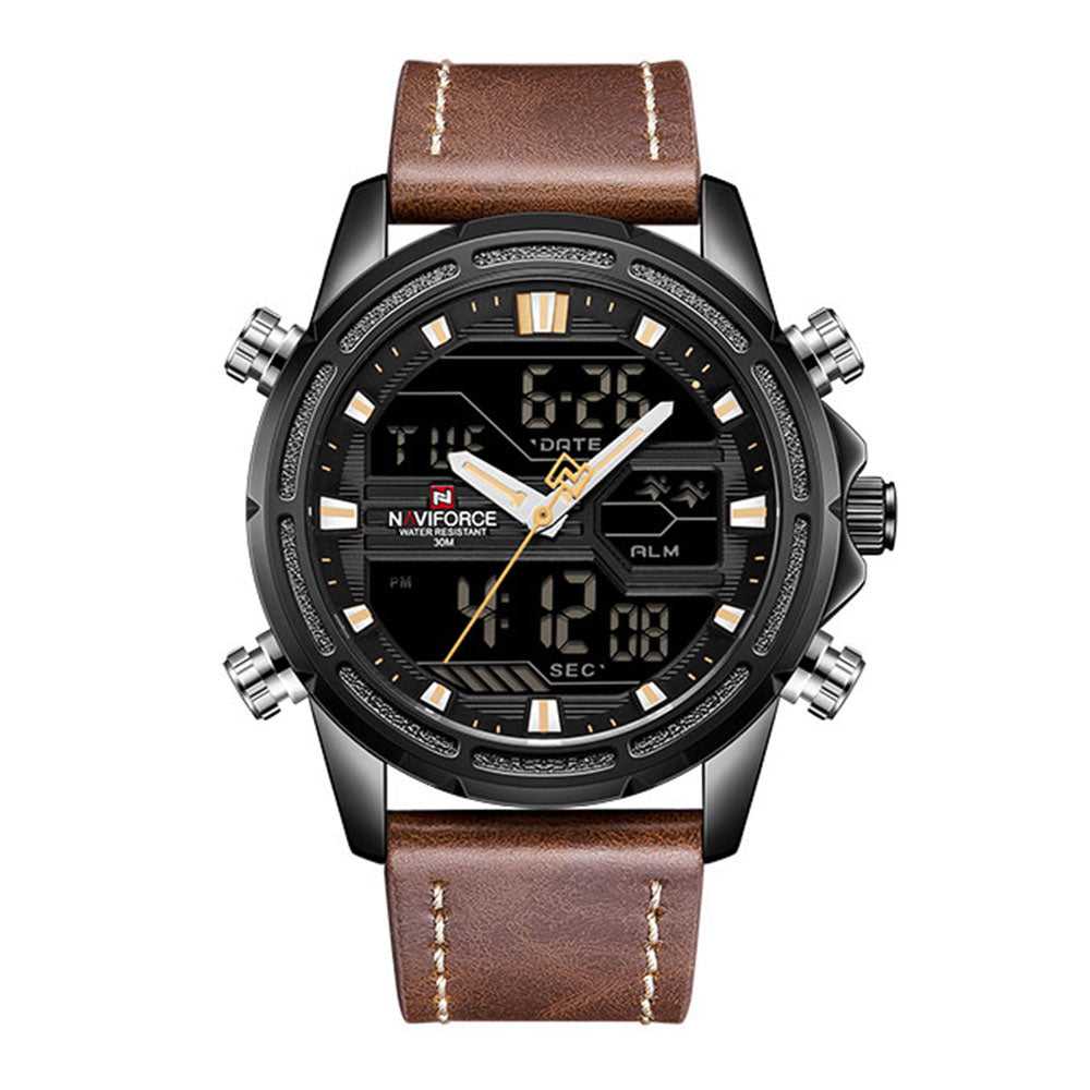 NAVIFORCE NF9138L B/Y/D.BN BLACK DIAL MEN'S WATCH - H2 Hub Watches