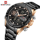 NAVIFORCE NF9146S RG/B BLACK STAINLESS STEEL MEN'S WATCH