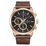 NAVIFORCE NF9148 RG/B/D.BN BROWN LEATHER MEN'S WATCH - H2 Hub Watches