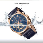 NAVIFORCE NF9148 RG/BE/D.BE BLUE LEATHER MEN'S WATCH - H2 Hub Watches