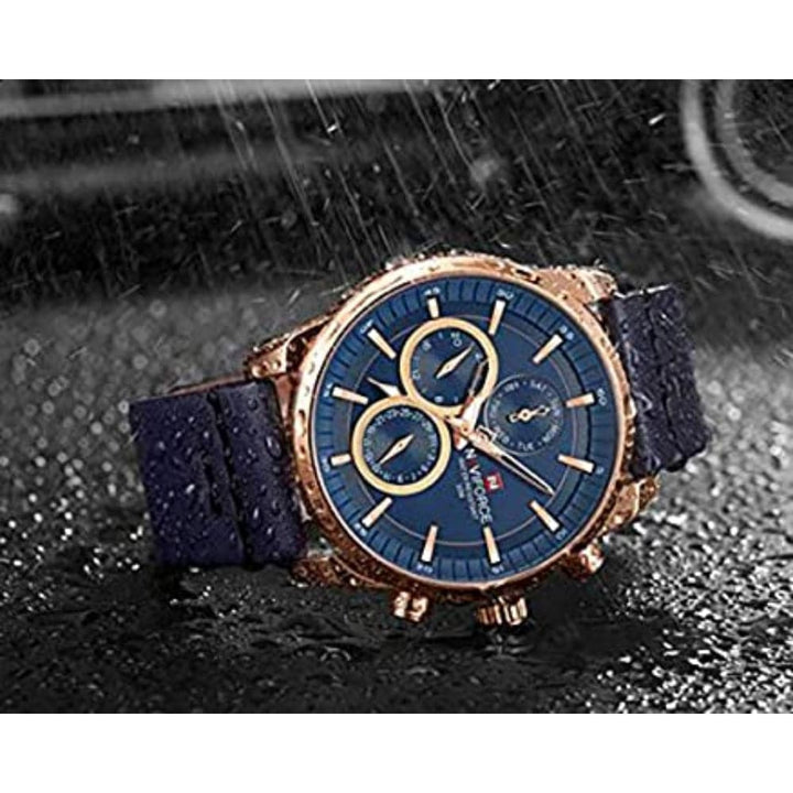 NAVIFORCE NF9148 RG/BE/D.BE BLUE LEATHER MEN'S WATCH - H2 Hub Watches
