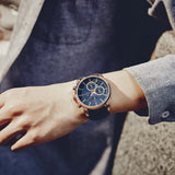 NAVIFORCE NF9148 RG/BE/D.BE BLUE LEATHER MEN'S WATCH - H2 Hub Watches
