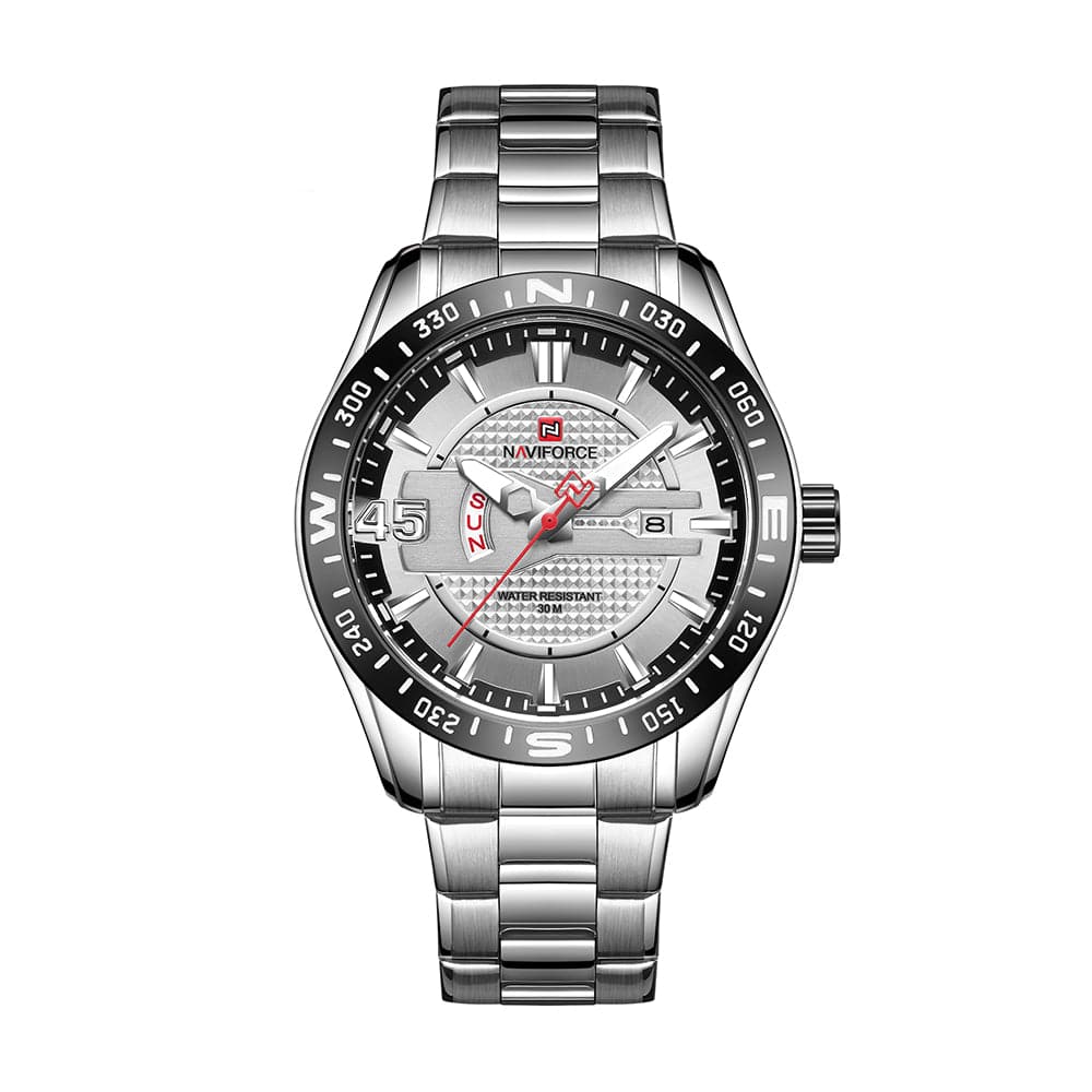 NAVIFORCE ANALOG NF9157 S/W STAINLESS STEEL QUARTZ MEN'S WATCH - H2 Hub Watches
