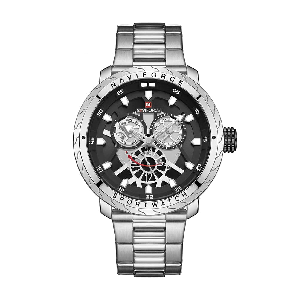 NAVIFORCE ANALOG NF9158 S/B STAINLESS STEEL CHRONOGRAPH QUARTZ MEN'S WATCH - H2 Hub Watches