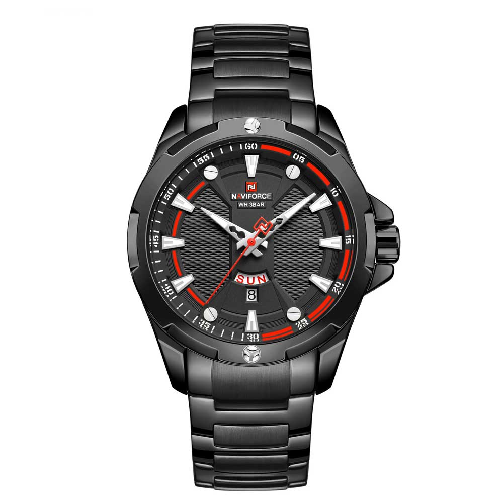 NAVIFORCE NF9161 B/B BLACK STAINLESS STEEL MEN'S WATCH - H2 Hub Watches