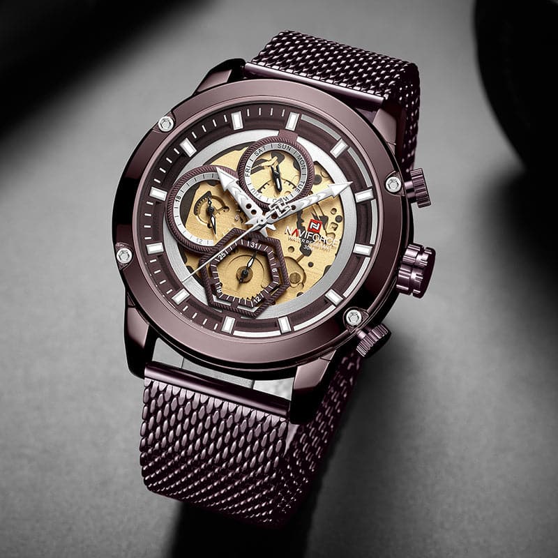 NAVIFORCE ANALOG NF9167 CE/CE STAINLESS STEEL CHRONOGRAPH QUARTZ MEN'S WATCH - H2 Hub Watches