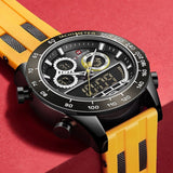 NAVIFORCE DUAL SCREEN NF9188T B/B/Y YELLOW SILICONE MEN WATCH