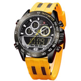 NAVIFORCE DUAL SCREEN NF9188T B/B/Y YELLOW SILICONE MEN WATCH