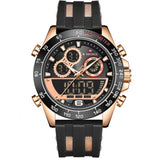 NAVIFORCE DUAL SCREEN NF9188T RG/B/B BLACK SILICONE MEN WATCH
