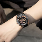 NAVIFORCE DUAL SCREEN NF9188T RG/B/B BLACK SILICONE MEN WATCH