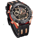 NAVIFORCE DUAL SCREEN NF9188T RG/B/B BLACK SILICONE MEN WATCH