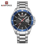 NAVIFORCE NF9191 S/S/BE BLACK DIAL SILVER STAINLESS STEEL MEN'S WATCH