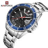 NAVIFORCE NF9191 S/S/BE BLACK DIAL SILVER STAINLESS STEEL MEN'S WATCH