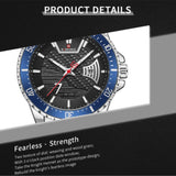 NAVIFORCE NF9191 S/S/BE BLACK DIAL SILVER STAINLESS STEEL MEN'S WATCH