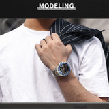 NAVIFORCE NF9191 S/S/BE BLACK DIAL SILVER STAINLESS STEEL MEN'S WATCH