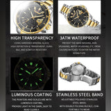 NAVIFORCE NF9191 S/G/B QUARTZ BLACK DIAL  TWO-TONE STAINLESS STEEL MEN'S WATCH