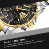 NAVIFORCE NF9191 S/G/B QUARTZ BLACK DIAL  TWO-TONE STAINLESS STEEL MEN'S WATCH