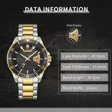 NAVIFORCE NF9191 S/G/B QUARTZ BLACK DIAL  TWO-TONE STAINLESS STEEL MEN'S WATCH