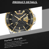 NAVIFORCE NF9191 S/G/B QUARTZ BLACK DIAL  TWO-TONE STAINLESS STEEL MEN'S WATCH