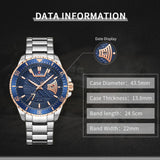 NAVIFORCE NF9191 S/RG/BE BLUE DIAL SILVER STAINLESS STEEL MEN'S WATCH
