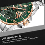NAVIFORCE NF9191 S/RG/GN QUARTZ GREEN DIAL SILVER STAINLESS STEEL MEN'S WATCH