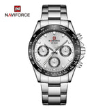 NAVIFORCE NF9193 S/B/W SILVER DIAL METAL FINISH STAINLESS STEEL MEN'S WATCH