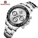 NAVIFORCE NF9193 S/B/W SILVER DIAL METAL FINISH STAINLESS STEEL MEN'S WATCH
