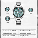 NAVIFORCE NF9193 S/B/BE CHRONOGRAPH BLUE DIAL METAL FINISH STAINLESS STEEL MEN'S WATCH