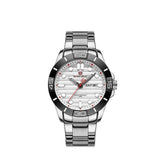 Naviforce White Dial Silver Stainless Steel Strap Men Watch NF9198 S/W