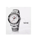 Naviforce White Dial Silver Stainless Steel Strap Men Watch NF9198 S/W